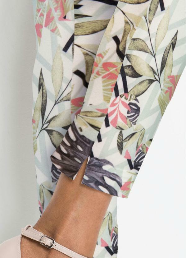 bonprix - Calça Social Alfaiataria Floral Branca 3