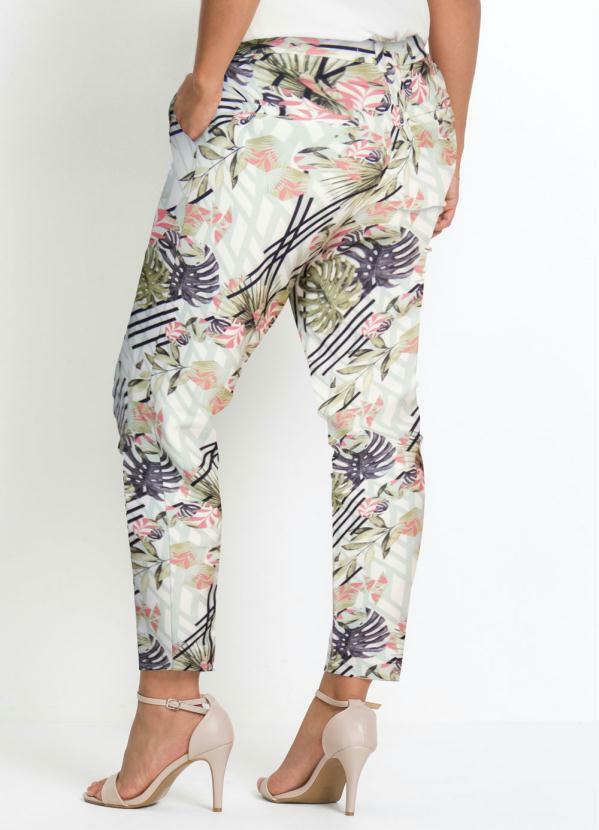 bonprix - Calça Social Alfaiataria Floral Branca 7