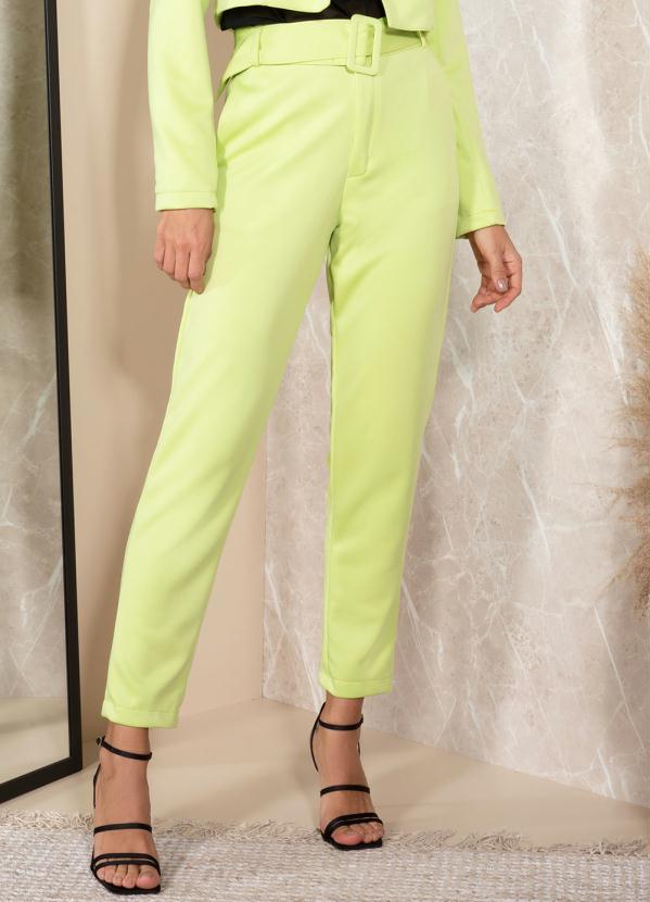 Quintess - Calça Verde Lima em Malha Encorpada