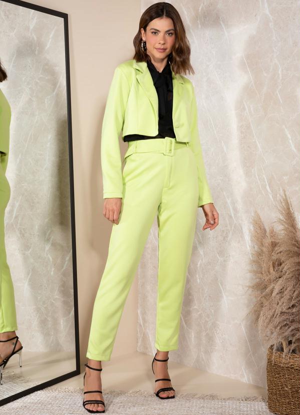 Quintess - Calça Verde Lima em Malha Encorpada 3