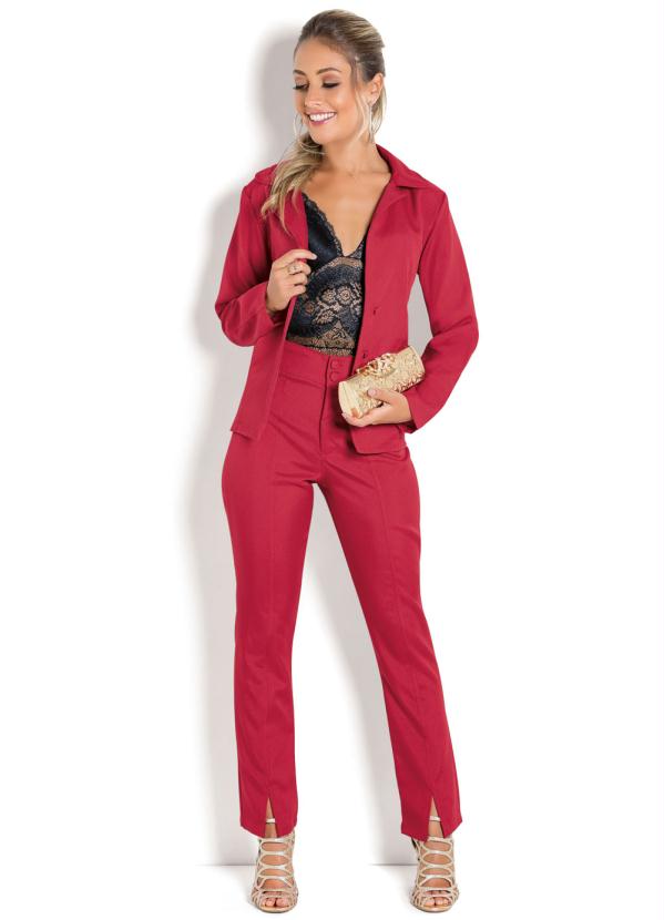 Janine - Calça VermelhaSocial com Fenda 3