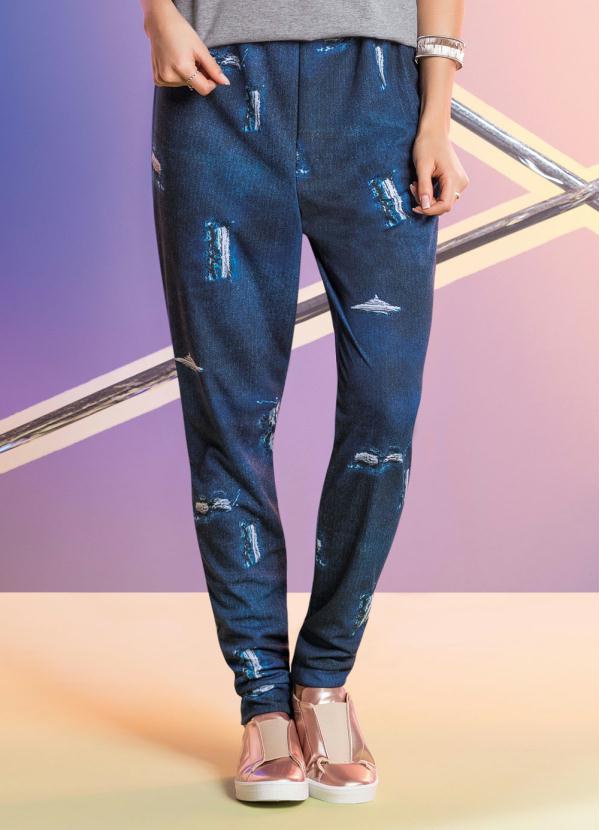 Outlet - Calça Jogging Estampa Jeans