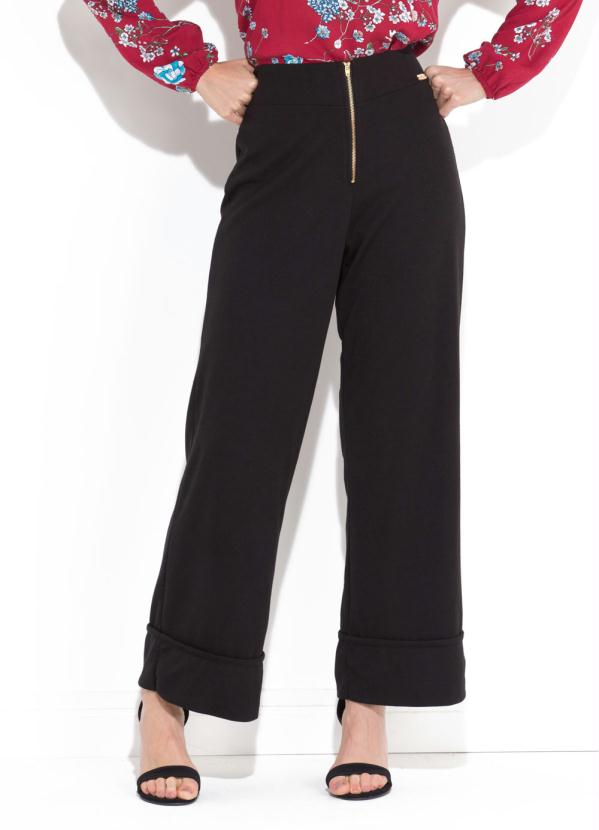 Quintess - Calça Preta Quintess com Zíper Aparente