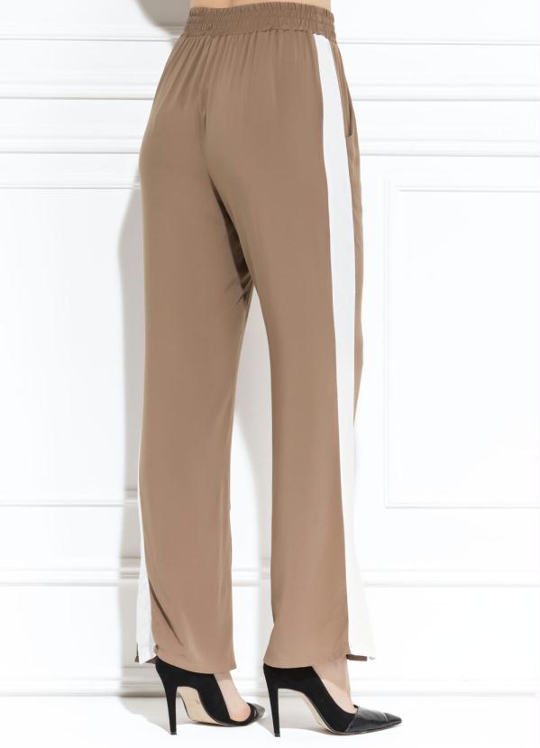 Quintess - Calça Quintess Marrom com Faixa Lateral Branca 8