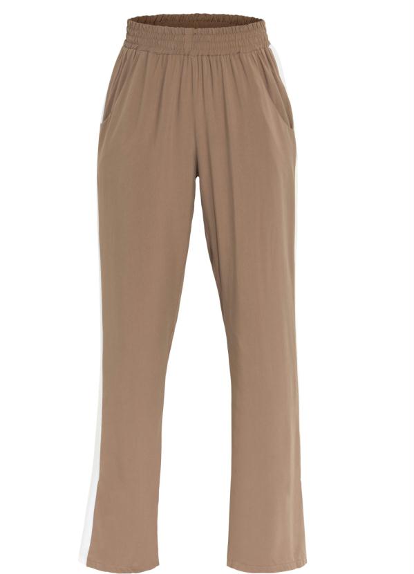 Quintess - Calça Quintess Marrom com Faixa Lateral Branca 9