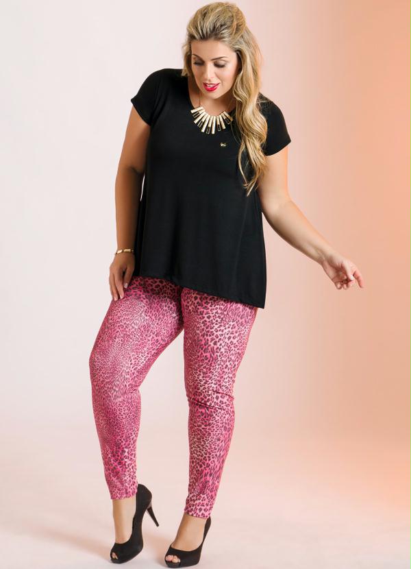 Marguerite - Calça Legging Animal Print Rosa Plus Size 3