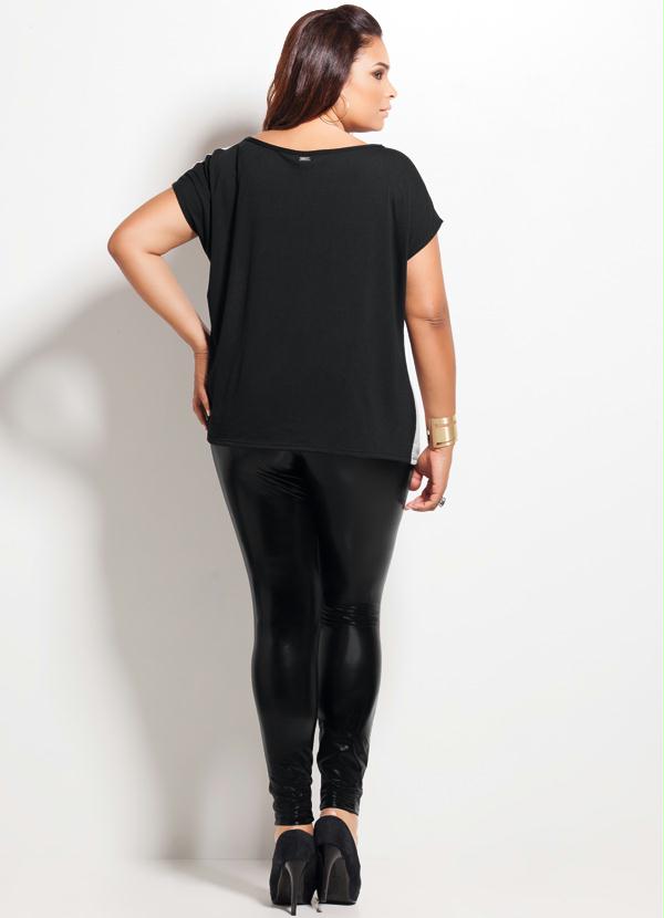 Quintess - Calça Legging com Aparência de Couro Preta 4