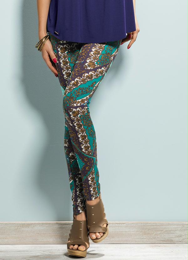 Quintess - Calça Legging Estampa de Lenço