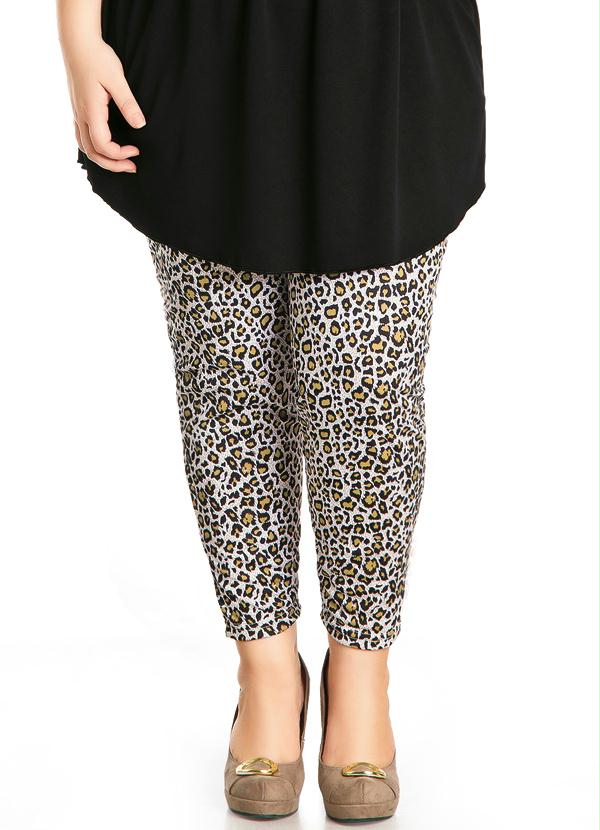 Marguerite - Calça Legging Estampa de Onça Plus Size