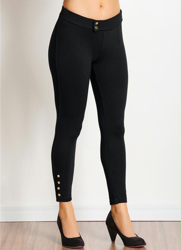 Outlet - Calça Legging Preta Aplique Tachas