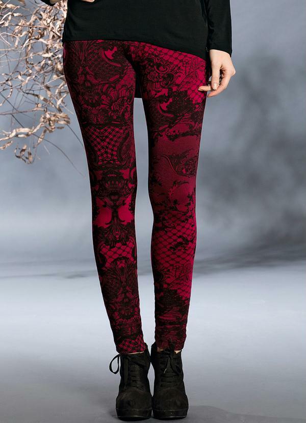 Quintess - Legging Estampa de Lenço Vermelha
