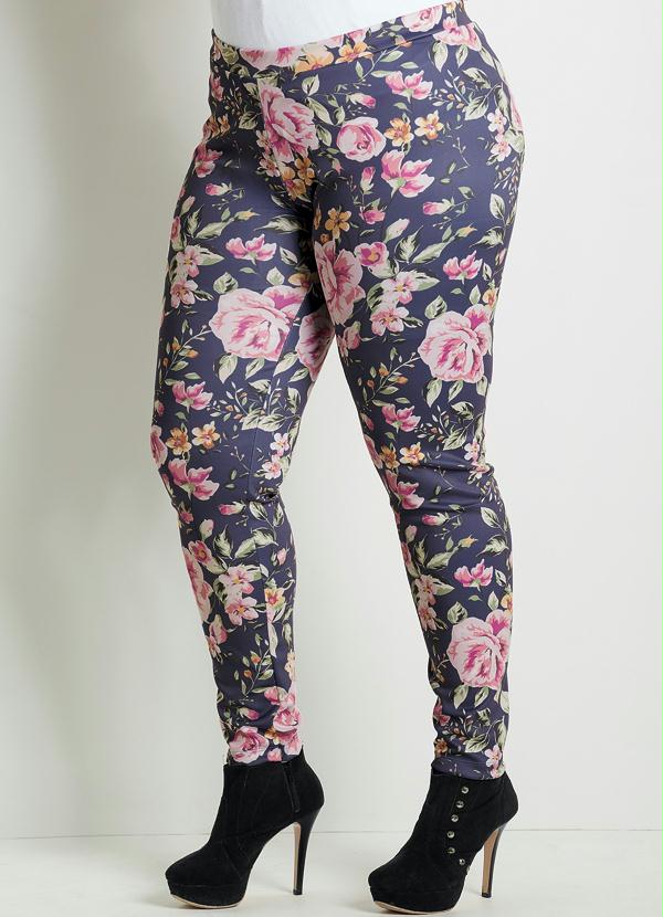 Quintess - Legging Estampa Floral Plus Size
