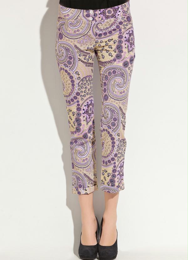 Quintess - Calça Cigarrete Estampa de Lenço