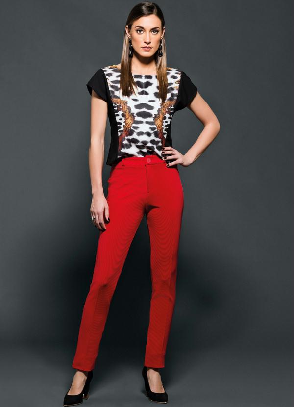 Multimarcas - Calça Cintura Alta Vermelha 3