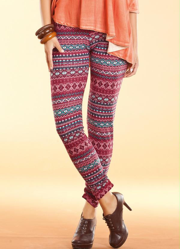 Quintess - Calça de Cintura Alta Estampada