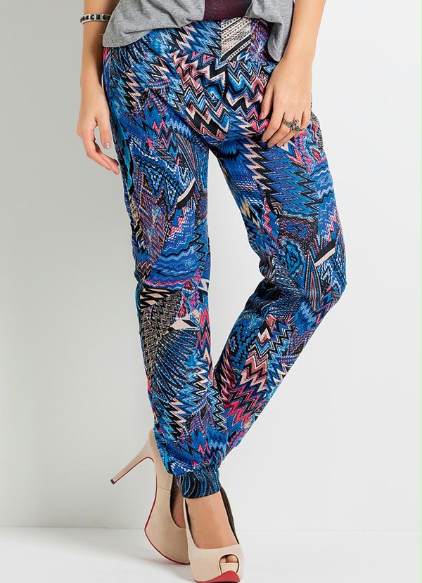 Outlet - Calça Estampa Zig Zag Modelo Jogging