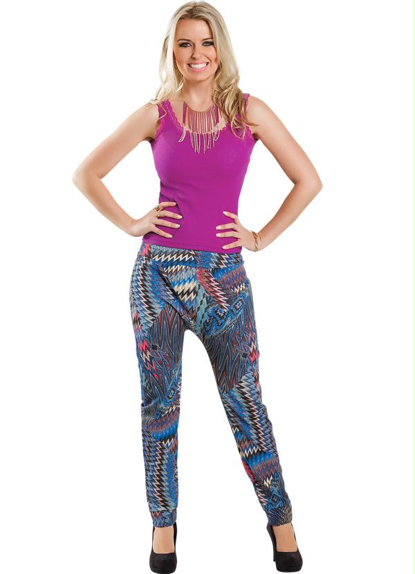 Outlet - Calça Estampa Zig Zag Modelo Jogging 5