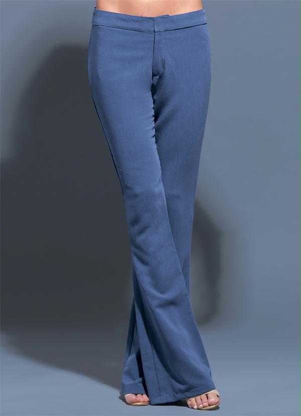Multimarcas - Calça Flare em Crepe Azul 5