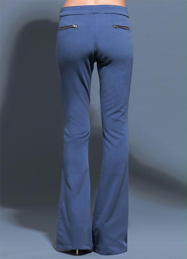 Multimarcas - Calça Flare em Crepe Azul 6