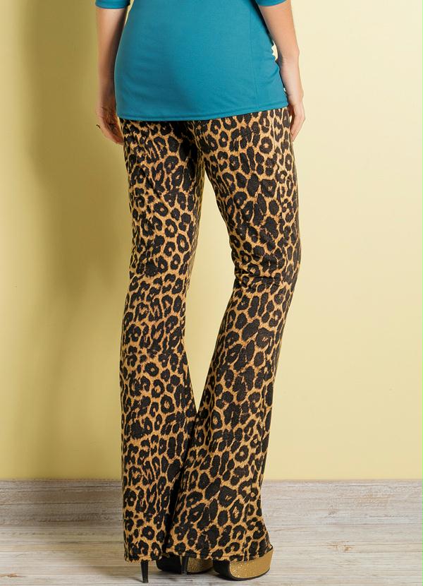 Outlet - Calça Flare Estampa Onça 2