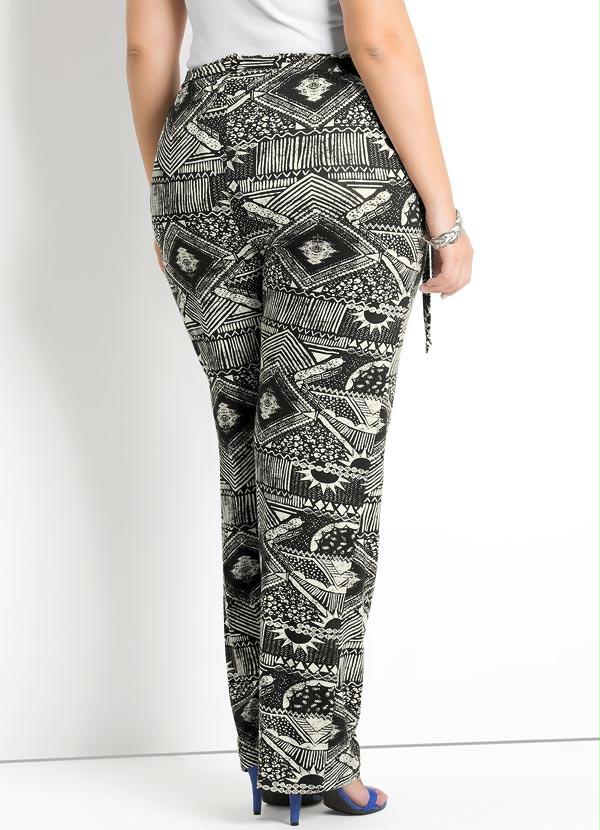 Quintess - Calça Pantalona Estampa Étnica Plus Size 3