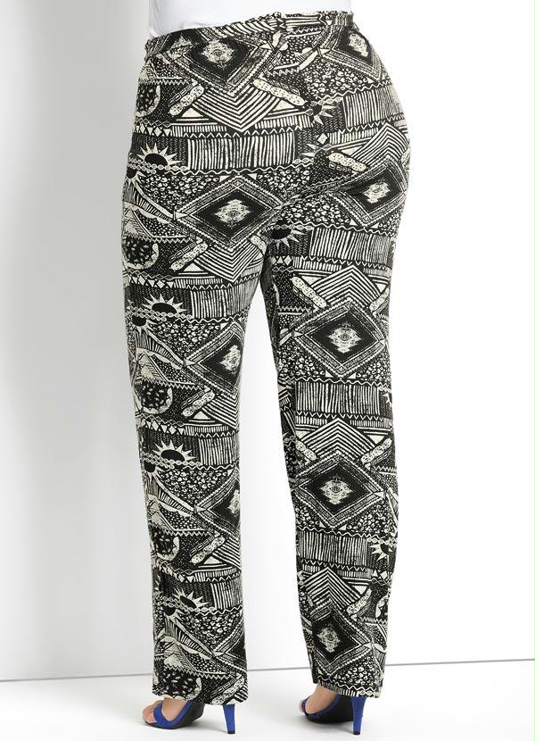 Quintess - Calça Pantalona Estampa Étnica Plus Size 6