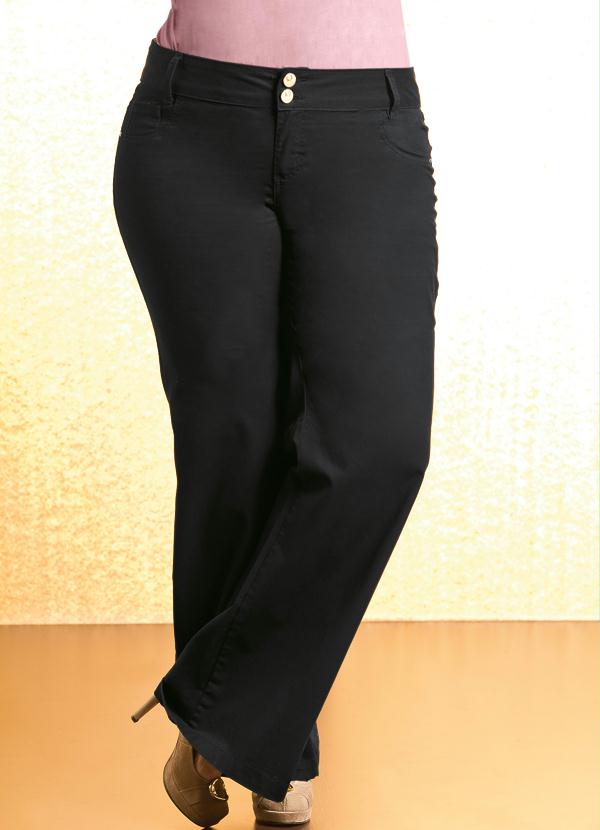 Quintess - Calça Plus Size Pantalona Preta 3