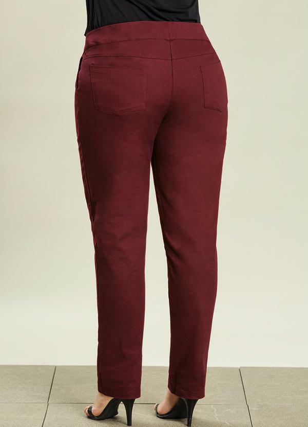 Quintess - Calça Reta Bordô Plus Size 2