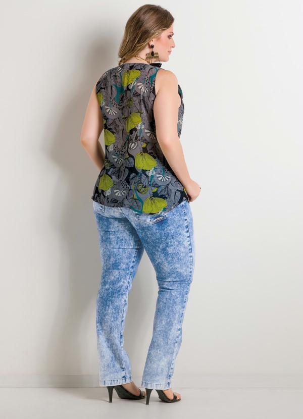 Quintess - Calça Reta Jeans Claro Plus Size 4