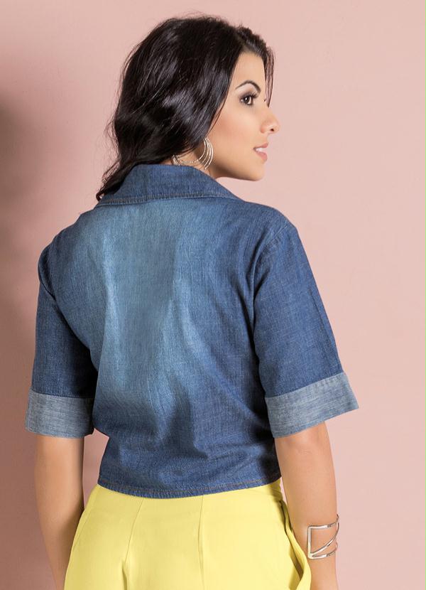 Multimarcas - Camisa Croped com Amarração Jeans 2