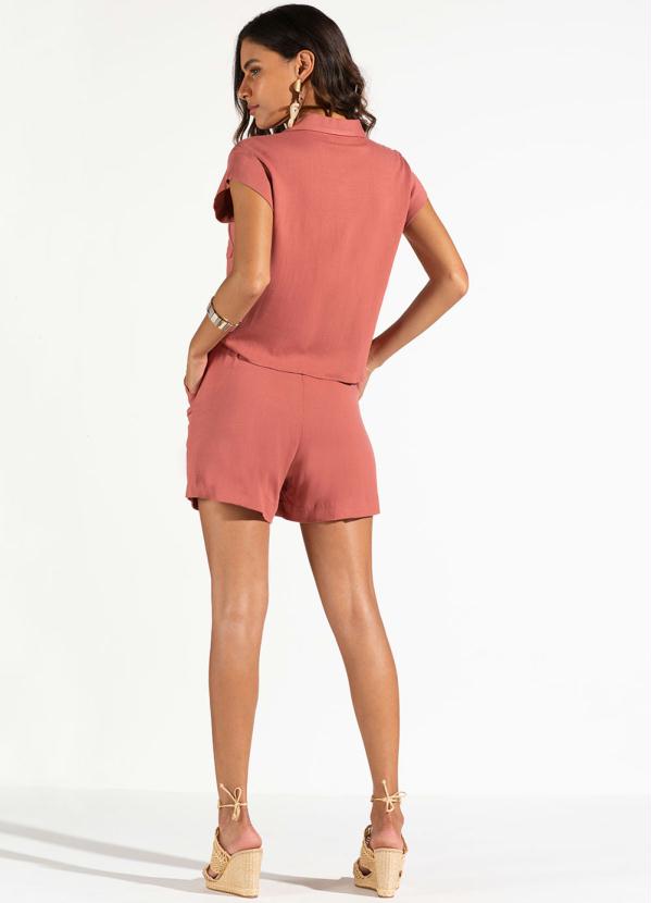 Doce Trama - Camisa em Plano Viscose com Elastano Canela 4