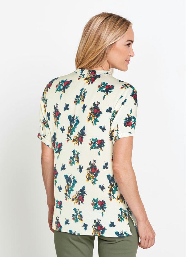 bonprix - Camisa Gola Padre Floral Bege 2