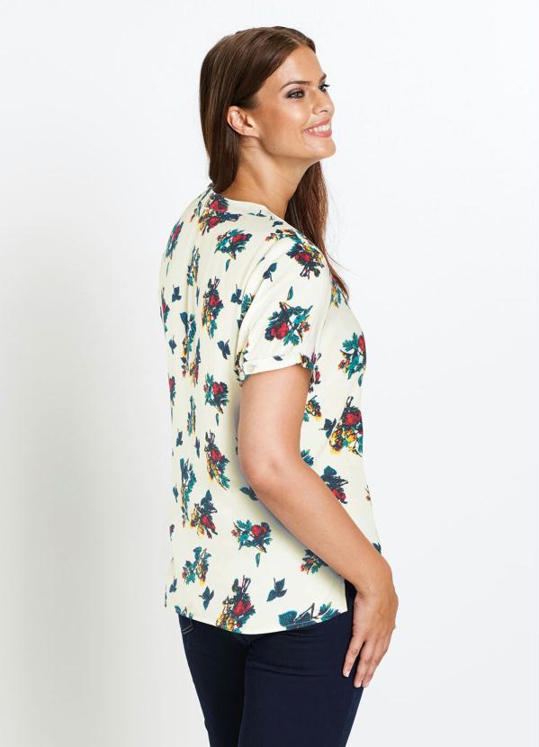 bonprix - Camisa Gola Padre Floral Bege 5