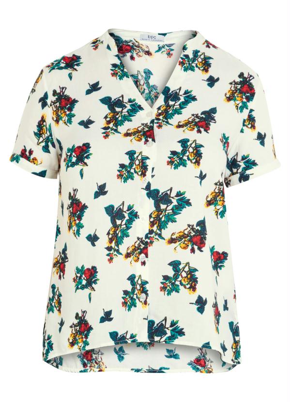 bonprix - Camisa Gola Padre Floral Bege 7