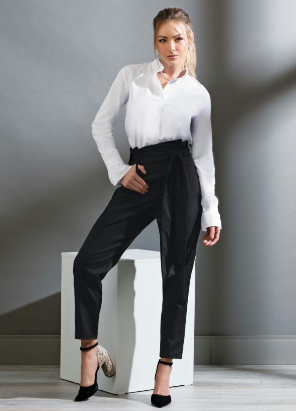 Quintess - Camisa Branca Franzido na Mangas e Gola 8