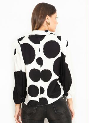 Forum - Camisa de Crepe Manga Longa Estampada Branca - FORUM