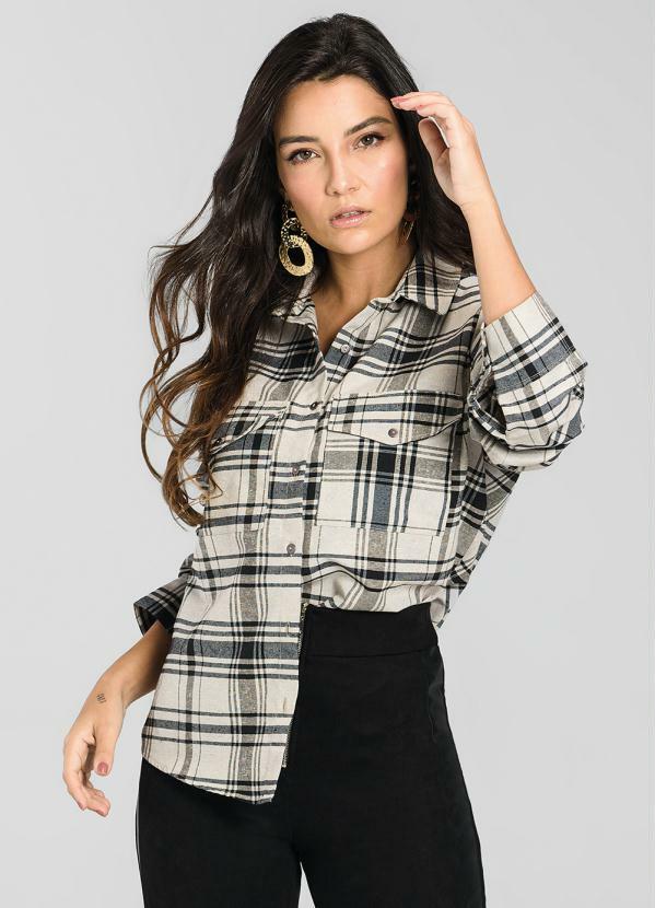 Outlet - Camisa de Flanela Xadrez Preta