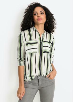 camisa viscose feminina listrada