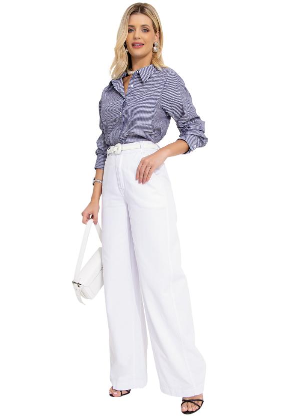 Quintess - Camisa Listrado Azul em Tricoline 3