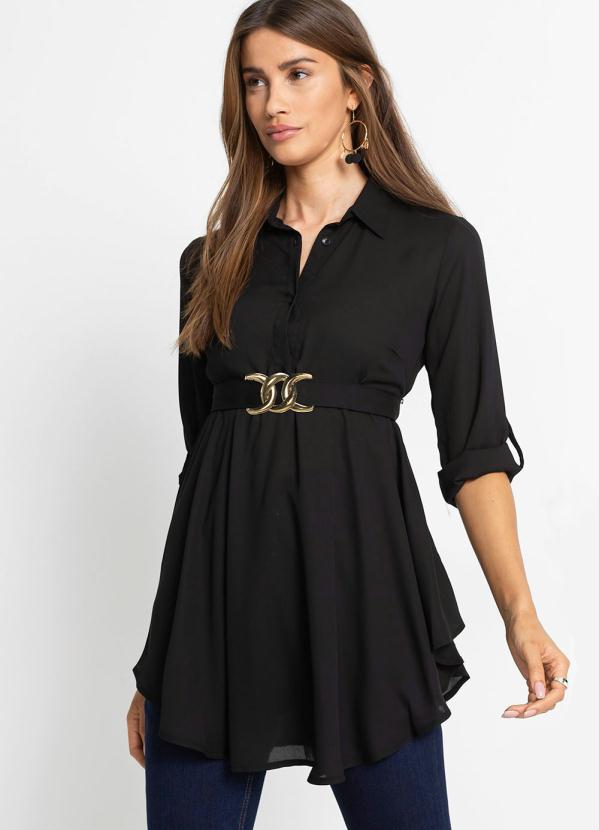 bonprix - Camisa Longuete Preta