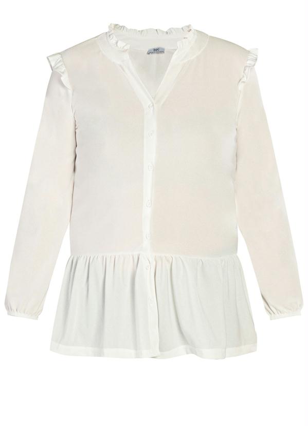 Outlet - Camisa Manga Longa com Babado Branca 7