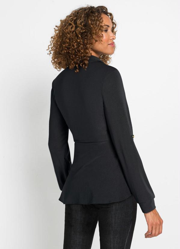 Outlet - Camisa Manga Longa com Gola Preta 2