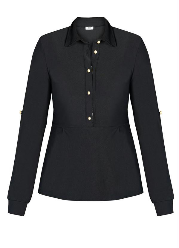 Outlet - Camisa Manga Longa com Gola Preta 4