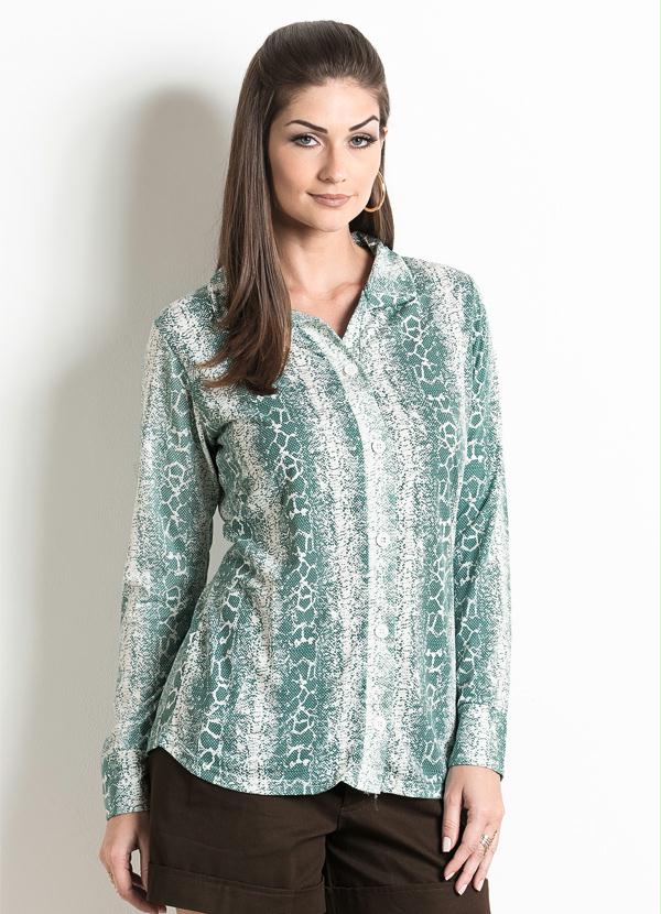 Outlet - Camisa Manga Longa Estampa Cobra Verde