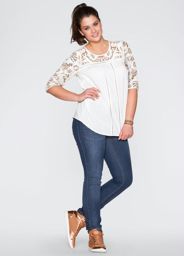 Outlet - Blusa com Aplicação de Renda Branco 2