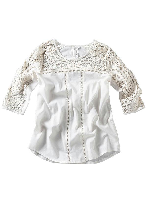 Outlet - Blusa com Aplicação de Renda Branco 3