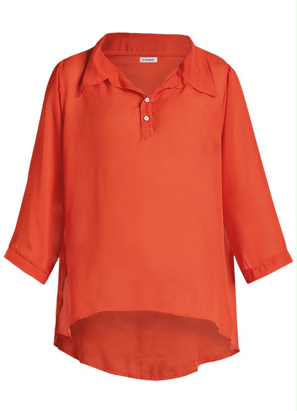 Quintess - Blusa com Transparência Estilo Mullet Laranja 8