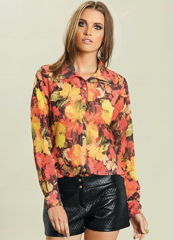 Quintess - Camisa Chiffon Folhagens