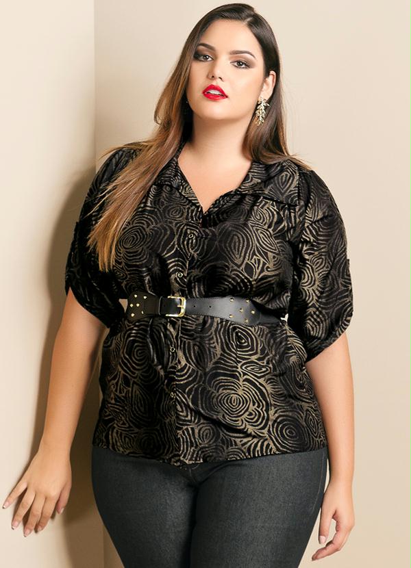 Quintess - Camisa Feminina Plus Size Estampada
