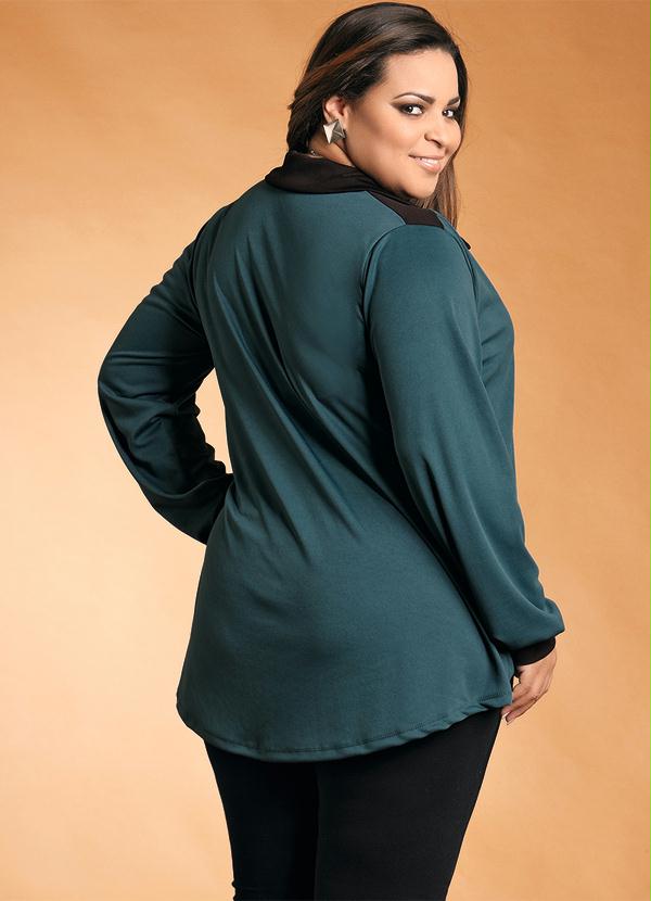 Marguerite - Camisa Feminina Plus Size Mullet Petroleo 2